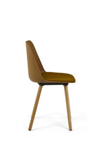 Modern chair with wooden legs and fabric upholstery on a white background – Isolated on White...