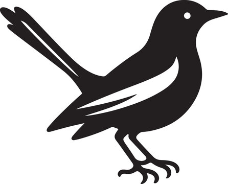 Doel Bird Black Silhouette Vector, National Bird Clipart & Minimal Nature Design