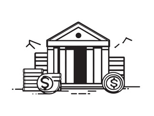 Hand Drawn Line Illustration of Interest Rate Trend