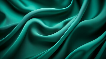 Obraz premium Teal Silk Fabric Draped in Soft Waves