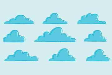 Set of Blue Clouds Vector Illustration Collection
