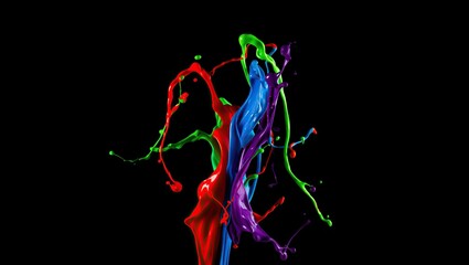 Fototapeta premium A high-resolution color splash explosion with liquid textures, creating vibrant, paint-like dynamics full of fluid motion and energy.