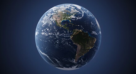 Fototapeta premium A Stunning 3D Render of Earth Highlighting North and South America at Night