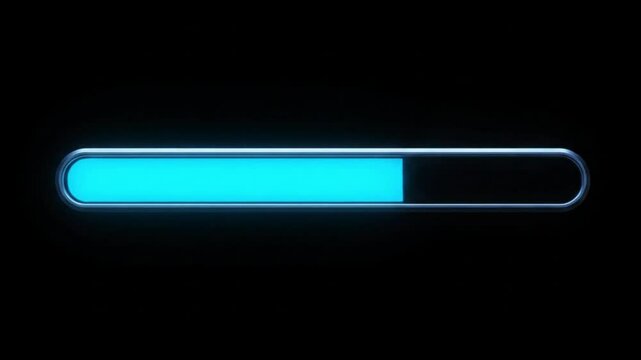 Loading progress bar in blue on a black background  