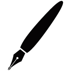 Fountain Pen Vector Silhouette Elegant Writing Tool in Minimalist Black Design