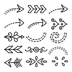 Doodle Style Curved Arrows and Spiral Direction Icons