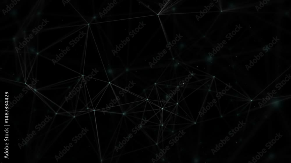 Aufkleber abstract network of lines and dots on black background with a futuristic vibe