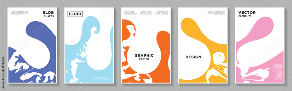 Aufkleber blob shapes colorful background fluid poster vector design illustration collection. liquid forms pos