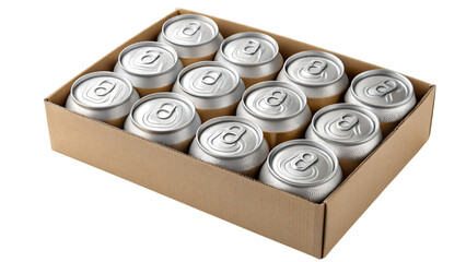 beer cans in box isolated on white