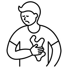 Minimalist Stomach Pain Icon in Clean Black Line Style