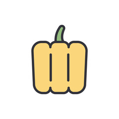 Illustration Of A Yellow Bell Pepper With Rounded Edges And Green Stem