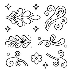Floral Swirl Ornaments and Flourishes in Doodle Form