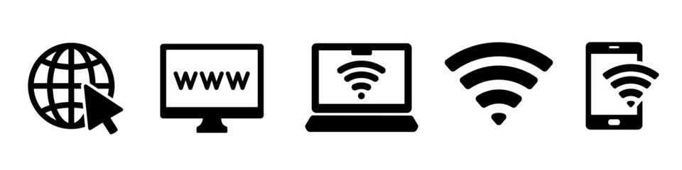 Internet icon. Wifi icon set.