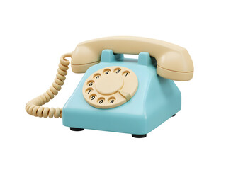 Retro rotary phone pastel colors transparent background vintage communication