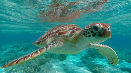 Obraz premium Green sea turtle underwater 