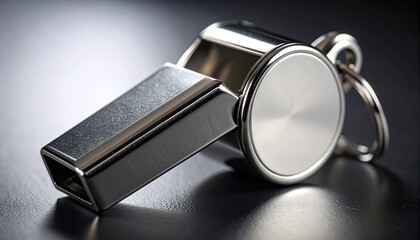 metal whistle on a black background