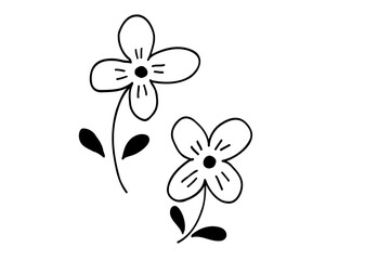 花の手書き北欧風シンプルベクターイラスト