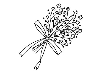 花束の手書き北欧風シンプルベクターイラスト