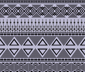 Geometric ethnic pattern vector design featuring bold symmetrical shapes and traditional tribal motifs. Inspired by indigenous art from various cultures, this seamless design combines modern aesthetic