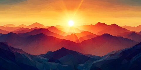 Colorful mountain range at sunrise