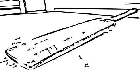 Hand Drawn Sketch of a Cricket Bat – Black and White Vector Illustration
