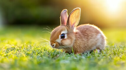 Fototapeta premium Brown Bunny in Green Grass