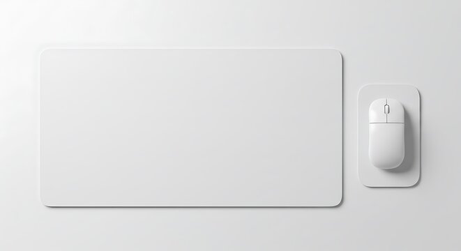 White computer mouse and mousepad on desk