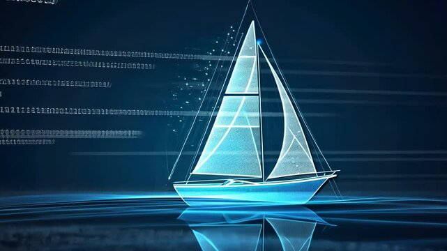 Futuristic sailing vessel, digital art, abstract graphic