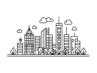 Obraz premium Clean line art showing portfolio and finance symbols
