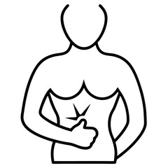 Outline Vector Stomach Pain Icon for Symptom Representation