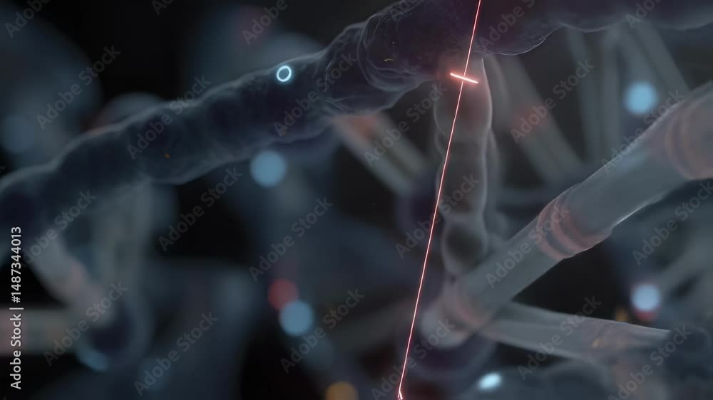 Aufkleber a closeup visualization of crispr molecules being analyzed by an ai system with highlighted regions 