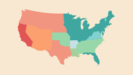 USA Climate Zones Map with Soft Pastel Colors  