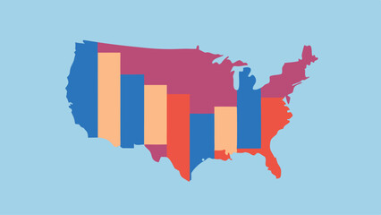 Sales Performance Map of USA with Infographic Charts  