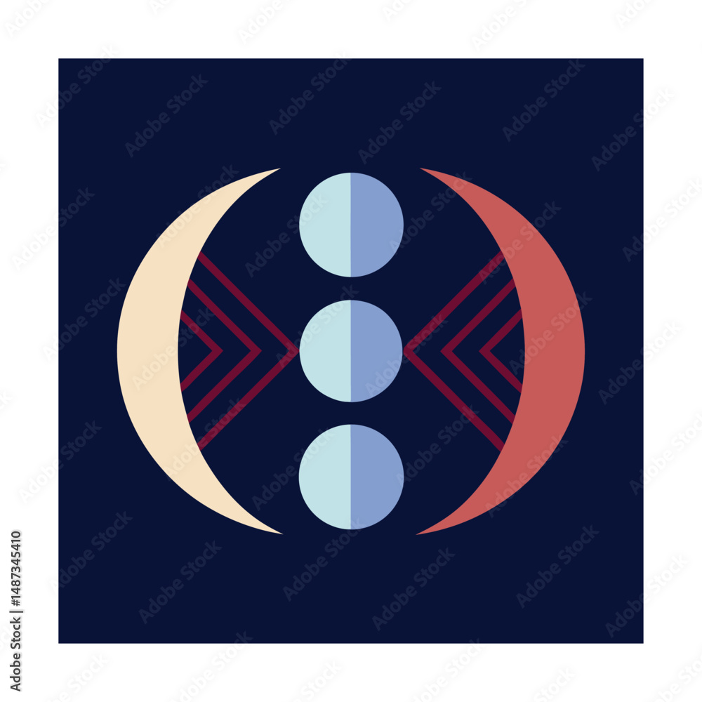 Poster abstract geometric design with stylized elements in a modern minimalistic composition on dark backgr