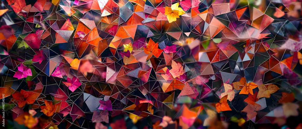 Aufkleber abstract geometric pattern of triangles with fall colors