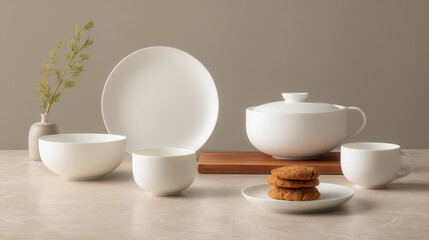 minimalist christmas table set in cozy american home featuring elegant white tableware and soft candlelight