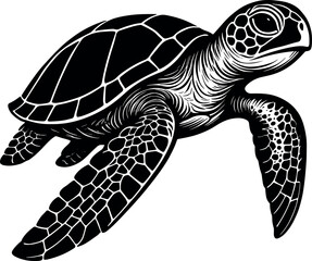 Turtle vector silhouette design