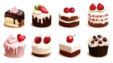 Illustration of birthday cake clipart with lovely mouthwatering 3d cakes