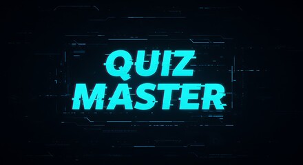 Quiz Master game show futuristic digital interface background, neon glow