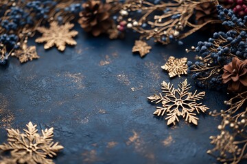Elegant Christmas invitation card design with deep blue