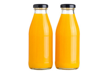 Two Sour orange juice in a glass bottle, isolated on a transparent background