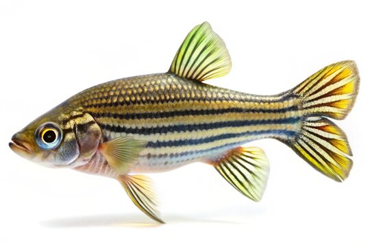 Zebra danio fish on white background