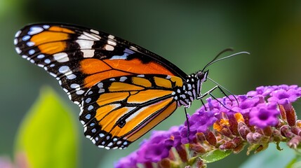 Naklejka premium Butterfly on Purple Flower
