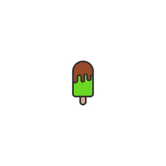 Chocolate Ice Cream Icon – Sweet Frozen Dessert Illustration