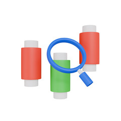 Analyzing investment money cash, Graph up with search notice icon for finance statistic