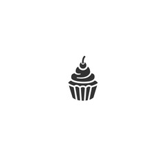 Chocolate Cupcake Icon – Sweet Dessert with Cherry Topping