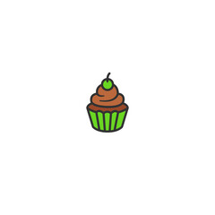 Chocolate Cupcake Icon – Sweet Dessert with Cherry Topping