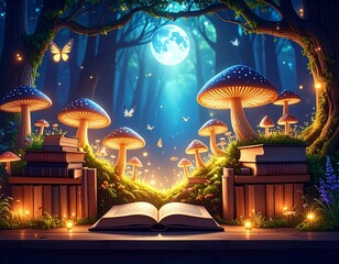 night scene with magic lamp