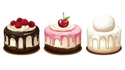 Illustration of birthday cake clipart with lovely mouthwatering 3d cakes
