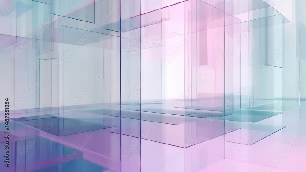 Poster abstract geometric shapes create a futuristic digital landscape symbolizing data storage, computer n